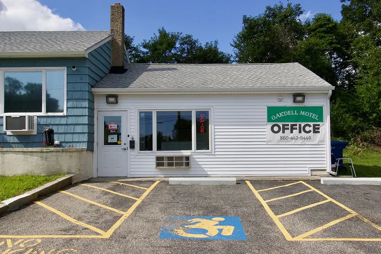 Front door of the Oakdell Motel office